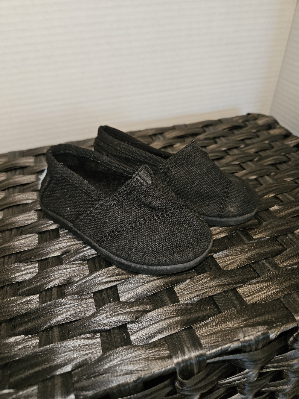Toms Black Canvas Slip-On Baby Shoes
